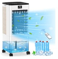 Mobile Air Conditioners, 60W Evaporative Air Cooler, LED Display 10M/S 3 Modes 8L Tank 12H Timer 60°/120° Oscillation Low Noise, Touch/Remote Control 4 Ice Box Air Conditioner Unit for Home Bedroom