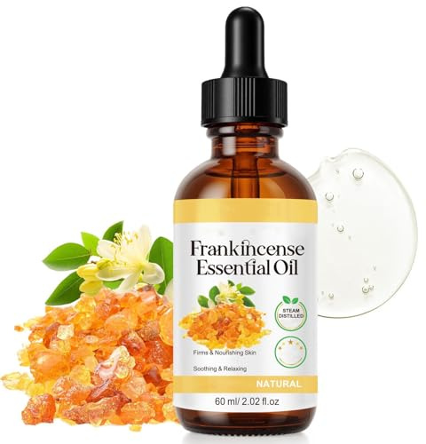 Frankincense Essential Oil, Weihrauchöl Bio für Haut Diffusoren, Ätherisches Weihrauchöl NatüRliches, Gesicht, Anti-Aging, Haarpflege, Aromatherapieöl, Massage, Hautstraffung, 60ml