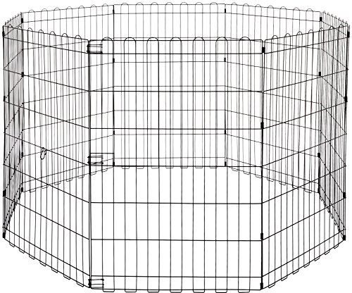 Amazon Basics Portable Foldable Octagonal Metal Exercise Dog Playpen, Indoor/Outdoor Pet Fence, No Door, 8 Panels, Medium, 60 x 60 x 36 inches, Black