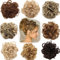 Hair Extension Clip Capelli Veri Chignon Updo Bun Ponytail Scrunchie Parrucchino Capelli Ricci Mossi Posticci Marrone caffè a marrone scuro