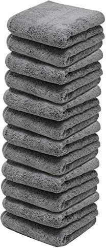 Towelogy® Microfibre Cleaning Cloths Grey 420GSM Large Thick Ultra Absorbent Multipurpose For Dusting Polishing Washing 40x40cm (Pack Of 12, Grey)