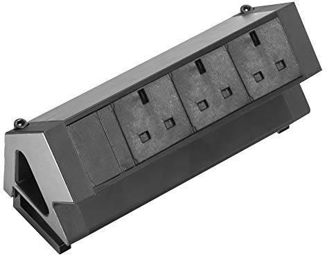 Elbe Inno Extension lead 3 ways, Desktop Socket, Power Strip with Surge protected, 1.5 m cable length, Metal Table Outlet suit for office, kitchen, worktop EL4103-UK…