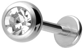 PIERCINGLINE Titan Labret Stecker Innengewinde | KRISTALL | Piercing Ohr Lippe Nase | Farb- und Größenauswahl
