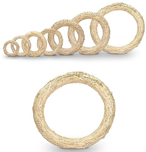NaDeco Strohkranz Natur, für Adventskranz Weihnachtskranz Türkranz und mehr, Strohkranz Strohring Kranz Rohling Weihnachten Advent Stroh Ring Deko Dekoration DIY basteln, Größe: Ø 50 x 7 cm