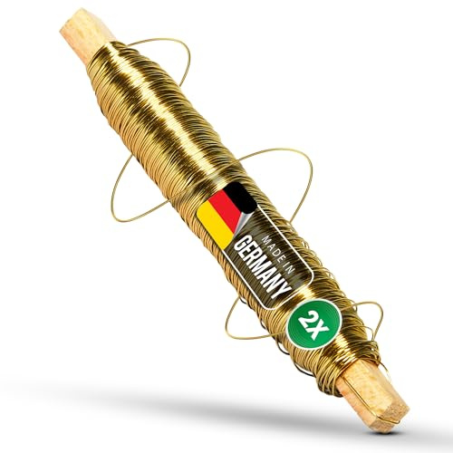 Novatool 2X Wickeldraht I Gold I 0,50 mm I Drahtrolle I Basteldraht Metalldraht Blumenbindedraht Bindedraht Biegedraht Pflanzendraht rostfrei Dekoband