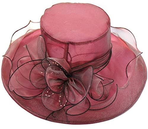 ZESLIV Damenhut Organza Hut Hochzeit Anlasshut Brauthut Sonnenhut Blumen Sommerhut Strandhut Strohhüte