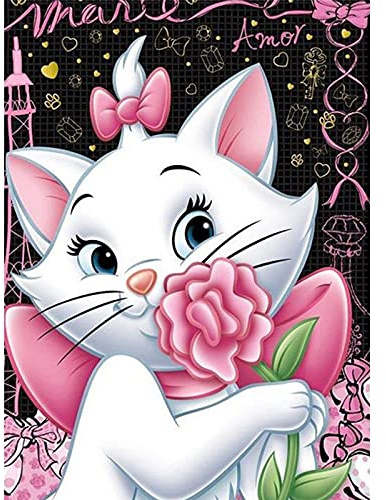 DIY 5D Diamant malerei Kits, Weiße Katze Diamond Painting, 5D Adult Diamond Painting Kits, Malen Nach Zahlen Diamant, Diamant Painting Bilder Arts Craft für Home Wand-Decor(30x40cm)
