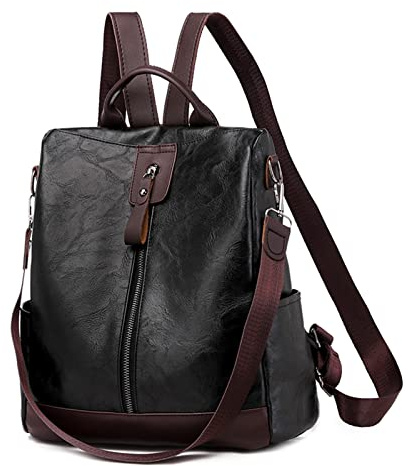 JSNOM Zaino Donna Pelle Casual Antifurto: Borsa Zainetto Donna Piccola Elegante Impermeabile Daypack per Universitá Scuola Shopping Lavoro (Nero)