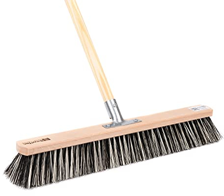 BawiTec Spezialbesen Straßenbesen OssiBlitz-Mix,Besenbreite 50cm,inkl. stabilem Stiel Länge 160cm Ø2,8cm Harte und robuste Arenga Borsten-Mischung Besen Kehrbesen für draußen/aussen