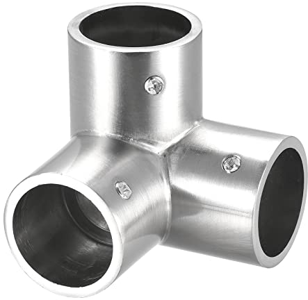 sourcing map Rail Elbow Fitting 90 Degree 3-Way Zinc Alloy Pipe Connector Brushed for 25mm/1 OD Handrail Railing