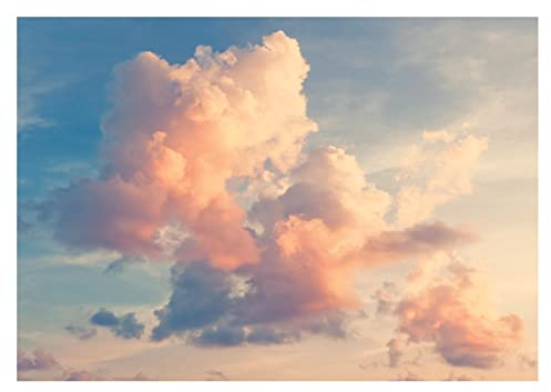 Fototapete Himmel mit Wolken Decke Sonne Pastell - inkl. Kleister - für Wohnzimmer Schlafzimmer Flur Vlies Tapete Vliestapete Wandtapete Motivtapeten Montagefertig (208x146 cm)