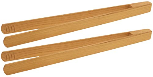 teemando® 2 X Grillzange aus edlem Kirsch-Holz, 30 cm, für Bratwurst, Steaks & Gemüse