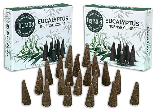 TRUMIRI Eucalyptus Incense Cones - Total 20 Cone Incense - Dual Pack of 10 Insence Cones - Incense Cones Scented - Cone Incense Scents - Insense Cones - Incent Cone