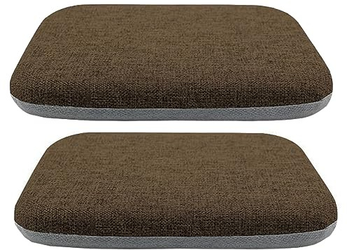 PIPOEI Stuhlpolster für Esszimmerstühle 2er Set mit Bändern, 4cm Dicke Memory Foam Stuhlpolster rutschfestes Hufeisen Sitzkissen, Leinenkissen waschbarer Bezug Pad Brown,40 x 40 x 4cm