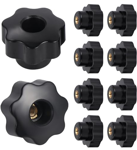 Knpwer 10 Pcs M4 Étoile Tête Écrous De Serrage Bouton,Bouton de Serrage à Filetage Moleté, Plastique Noir en forme d'étoile Tête