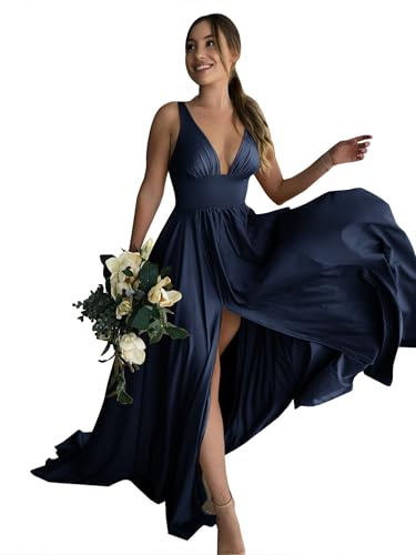 BABYONLINE D.R.E.S.S. Robe Soiree Chic Mariage Fete Cocktail Femme élastique avec Fente Longue Maxi Dos Nu Sexy