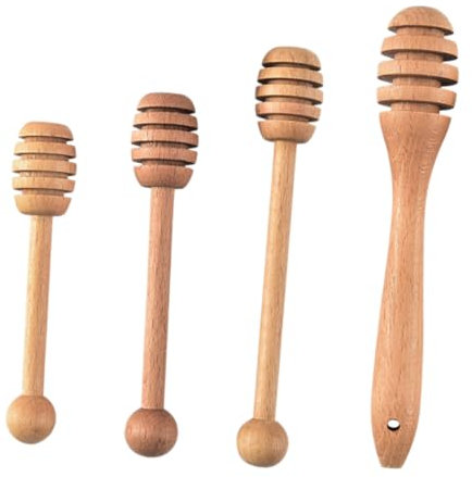 NAMOARLY 4 Piezas Palillo De Miel Palos Agitadores De Miel Beber Trago Cucharas De Miel Cucharada De Miel Pequeña Cucharón De Nido De Abeja Cucharón De Silicona Minijugo Metal Reutilizable
