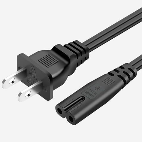 6FT LG TV Power Cord for LG TV 24 28 32 40 43 48 49 50 55 60 65 75 80 85 LCD HD Smart 4K TVs 2 Prong AC Power Cable, 43LH570A 55UH6090 55LH575A 55UH6030 32LH500B Charging Cable (Black)