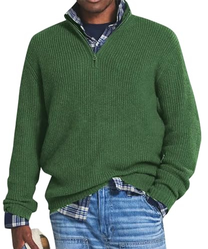 Herren Pullover Lange Ärmel Sweatshirts Rollkragen Mit Reißverschluss Einfarbig Pullis Hoodie Fall and Winter Tops T Shirt Weich Unterhemden Langarmshirt Draussen Sweaters Mode Oberteil(#2 Green,XXL)
