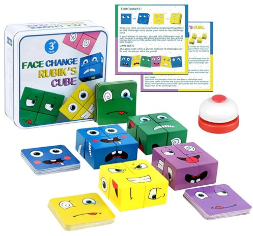 Holzwürfel, Puzzles, sensorisches Spielzeug, bunte Zauberwürfel, Baustein, pädagogisch für Kinder ab 3 Jahre, Interaktion spielzeug, Thinking (Schnappuhr)