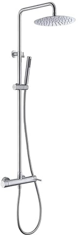 MICE Duschsäule mit Sprühkopf, Duschgriff - Duschstange Set - Duschstange für Außen/Innen aus Edelstahl S.304 - Einhebelmischer BDK034