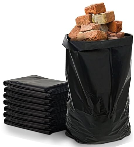 A406 Extra Strong Heavy Duty Black Rubble Sacks Builder Bags Reliable Solution for Tough Clean-up Jobs Deals with construction debris, garden waste, household clutter (50)