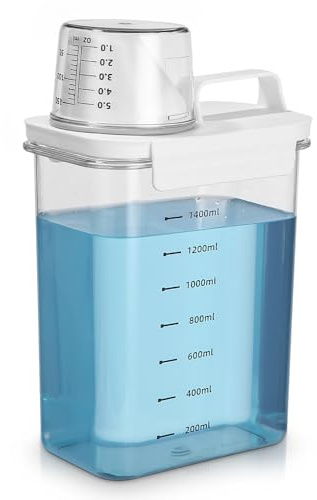 1800ml Luftdichter Waschmittelspender mit Messbecher, Waschpulverspender | Waschpulver Aufbewahrungsbox, Waschmittelbox Vorratsbehälter, Mehrzweck Waschmittelbox für Waschpulver, Wäscheparfüm