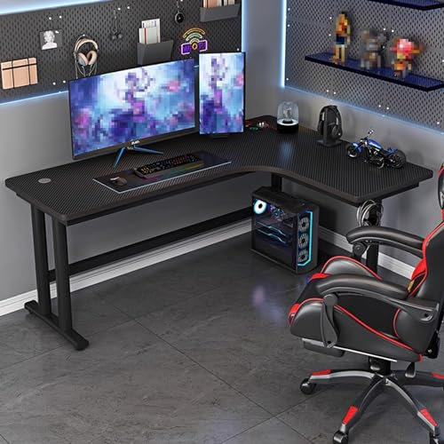Schreibtisch Eckschreibtisch mit Kopfhörerhaken, Gaming-Schreibtisch in L-Form, Schreibtisch mit Dual-USB-Schnittstelle, Schreibtisch Schwarz for Home-Office-Wohnheime, Platzsparend