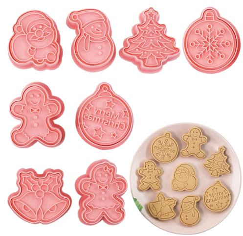 3D Emporte Pièces Noël en Plastique,Moule Biscuit Plastique,Moule Biscuit Noël,Emporte Piece Noel,Moule à Biscuits pour Noel,Ensemble de Emporte Pièces Noël,Père Noël,Bonhomme de Neige