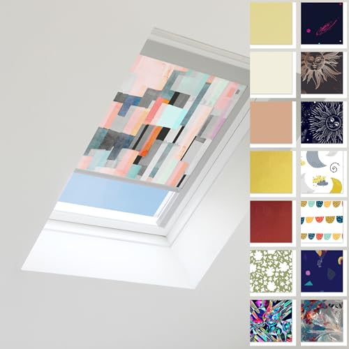 Schlafzimmer Rollo für Velu UX Dachfenster, Verdunkelt, mit Schienen in weiß und Silber und vielen Dekoren als Maßanfertigung Dachfensterrollo Thermo Rollos Premium