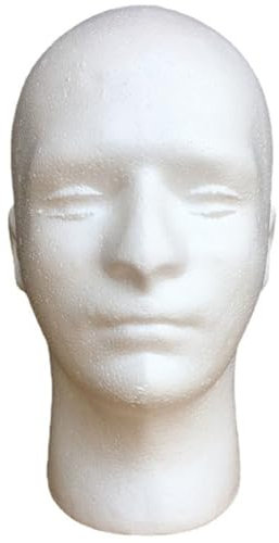 Lamppdcor Styropor -Kopf, Schaufensterpuppenkopf männliches Haar Schaufensterpuppen Kopf weißer Schaumkopf Model Hutmasken Brille Hut Perücke Show Manikin Kopf für Zuhause, Salon, Shop