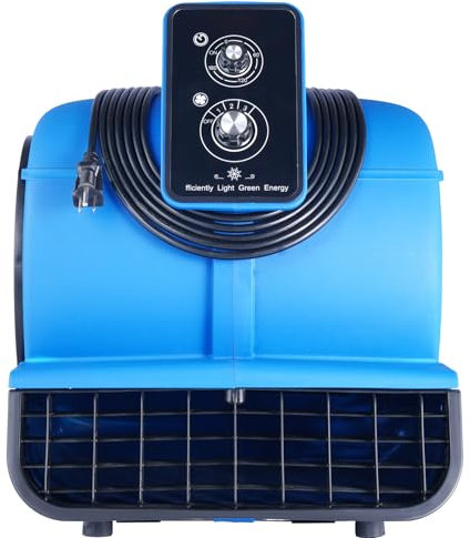 VEVOR Souffleur de sol, 1250 tr/min, ventilateur de séchage refroidissement, 73 m³/min, sèche-tapis portable 4 angles de soufflage, minuterie, réglage à 3 vitesses, pour nettoyage, maison, commercial