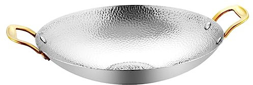 KICHOUSE Hammered Griddle Stainless Steel Pot for Household Use Outdoor Camping Cooking Kitchen Supply Cooking Pot for BBQ Scenario