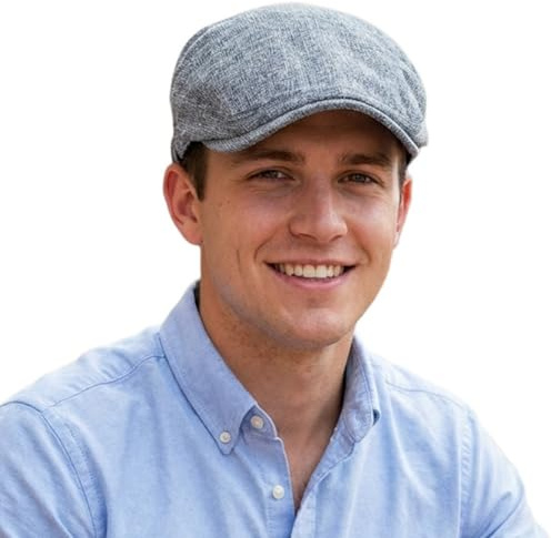 HIQIU Schiebermütze Herren Dünn Leicht Atmungsakti Gatsby Flatcap Herren Sommer Schirmmütze Baskenmütze Einstellbar Efeu Newsboy Cap (DE/NL/SE/PL, Alphanumerisch, M, L, Dunkelgrau)