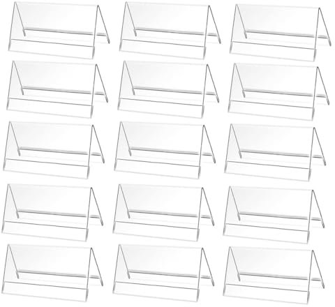 Esforzarse 15 Stück 9 x 6 cm Tischaufsteller Dachform, Etikettenhalter aus Transparentem Acryl, Tischaufsteller Dachform, Werbeaufsteller aus Acrylglas, für Schule Büro Konferenzraum, Transparent