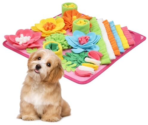 Ankilo Tappeto da fiuto per cani, tappetino da allenamento lavabile, giocattolo interattivo, per cani di piccola taglia, rosa, 39 x 39 cm