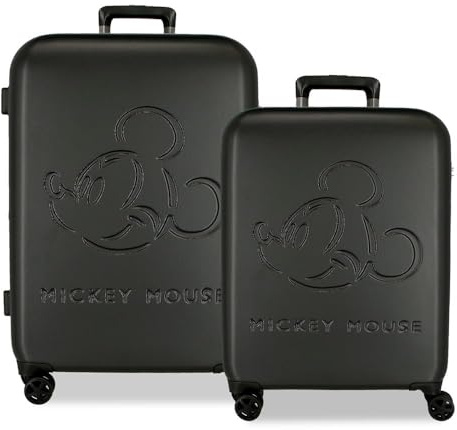 Disney Mickey Good Trip - Set di valigie, 55/70 cm, rigido, 5,65 kg, chiusura TSA, ABS, 5,65 kg, 136,61 l, allungabile, bagaglio a mano, nero, Talla única, Nero, taglia unica, Set di valigie