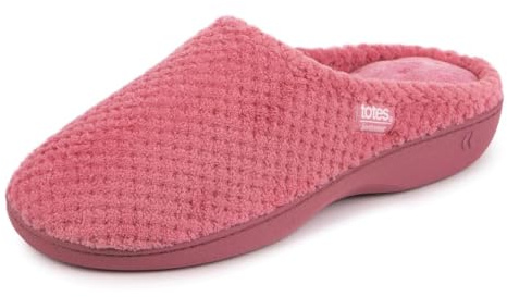 Isotoner Pantoufles mules en tissu polaire pour femme Popcorn, rose, 41.5 EU