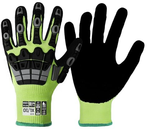 Work Gloves Men Women, A5 Cut Resistant Gloves, Impact Gloves, Heavy Duty Work Glove with Grip, Touch Screen Mens Work Gloves (Large)