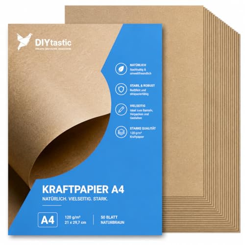 100 ark brunt kraftpapper, 160 g/m², tillverkat av hållbart naturpapper, perfekt för hantverk och utskrift. Tjock kartong och byggpapper