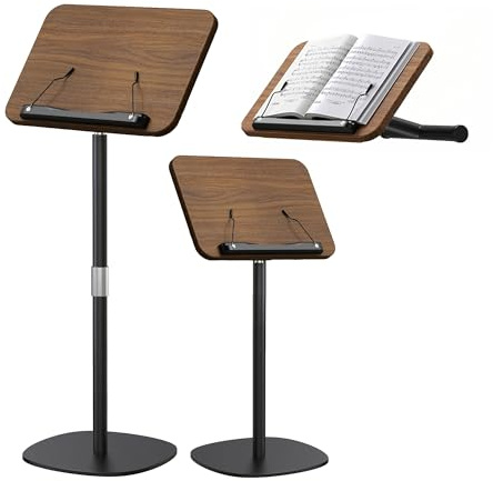 NAMON 2-in-1 Dual-Use Music Stand & Tabletop Stand, Heavy Duty Wooden Music Stand for Sheet Music, Adjustable Height & Angle, With Page Paper Clip, Ideal for all musicians (Walnut Effect)