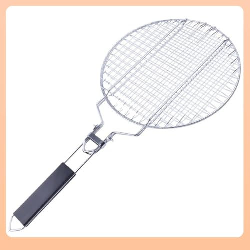 Genérico Rejilla Doble para Parrilla Redonda de Acero Inoxidable, Plegable, Mango extraíble, bloqueable, para Barbacoa y Parrilla al Aire Libre