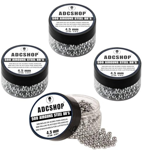 2000 Bolas Acero 4.5mm (4x500) Sólo para Pistolas CO2 Bolas NO pellets.