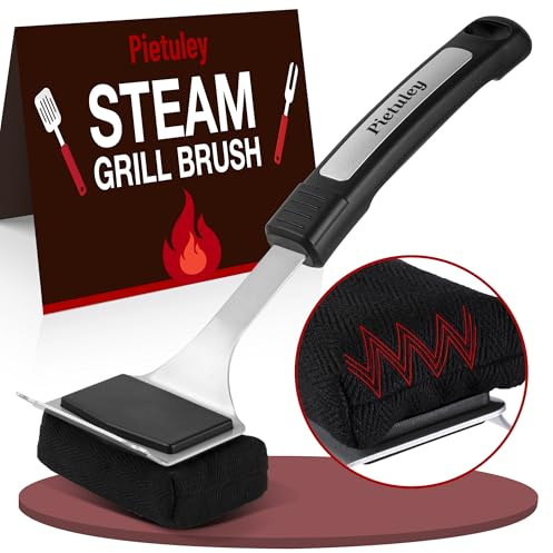Pietuley Cepillo Barbacoa sin Cerdas con Inoxidable Raspador, Seguro Accesorios Barbacoa de Carbón Carbon BBQ Accessories, Churrasco Utensilios Barbecue Cepillo de Limpieza Gas Parrilla Oven Cleaner