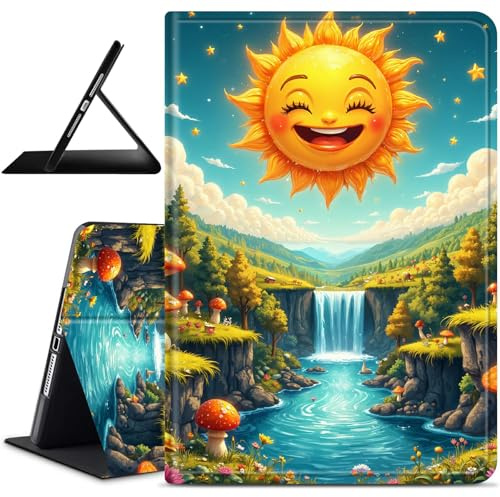 Dikoer for Amazon Fire HD 8 & 8 Plus (12th/10th Generation, 2024/2022/2020 Release Tablet Case, Slim Kickstand Stand Leather Smart Cover with Auto Wake/Sleep for Women Men, Sun Stream Forest
