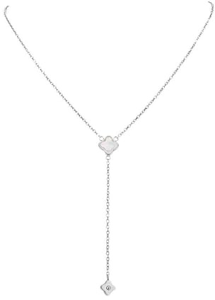 PAUL VALENTINE - Damen Halskette Edelstahl - Silberfarben - Kleeblatt Anhänger - PV-N0053