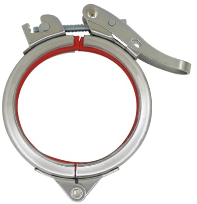 Collier de serrage rapide fer galvanisé pour tuyaux d'echappement les tonneaux cerclage fût conduit vmc avec joint en caoutchouc autobloquant réglable tube rond plomberie ajustable (ID 200mm)