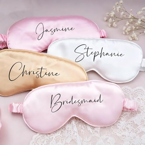 SrchJoy Personalisierte Augenmaske zum Schlafen, individueller Name auf Schlafmaske für Brautjungfern, Antragsgeschenk, 24 Farben, individuelle Schlafmaske für Junggesellenabschied, Hochzeitsgeschenk