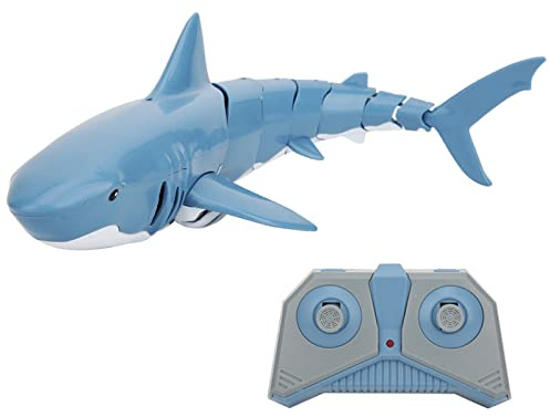BSTCAR Fernsteuerung Hai Spielzeug 2.4G RC Simulation Hai Tauchen Spielzeug USB wiederaufladbare Fernsteuerung Wasser Schwimmen Boot für Kinder (Blau)