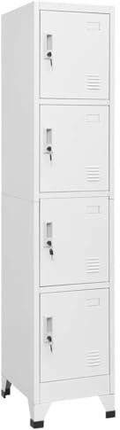 pokgdf Industrieller Metallschrank mit 4 abschließbaren Fächern - Robuster Schließfachschrank für Schule und Büro, Stahl Spind 38x45x180 cm zur sicheren Aufbewahrung persönlicher